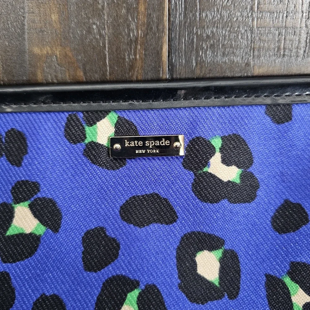 Kate Spade Slim Universal Emperblue Leopard Cosmetic Makeup Bag Sleeve Pouch Zip